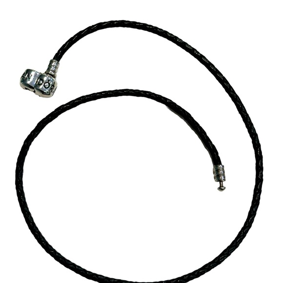 New Pandora Black Braided Leather Double Bracelet - Picture 2 of 4